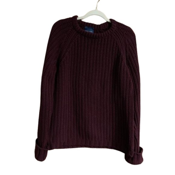 Cole Haan Sweaters - Cole Haan Women's Burgundy Large Wool Cashmere Blend Chunky Knit Sweater EUC